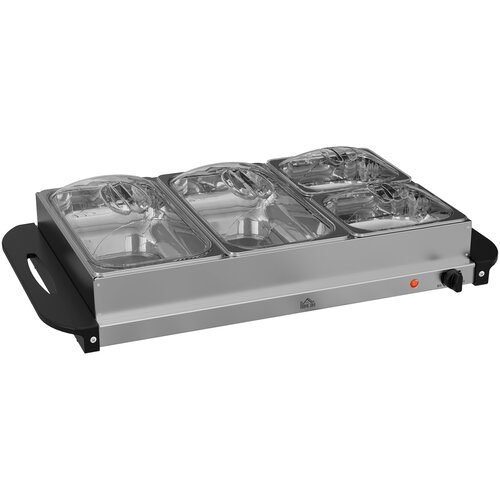 HOMCOM Grelnik za bife, nerjaveče jeklo, 64 D x 36,4 &Scaron; x 14 V cm, srebrn, (5000242406) Cene