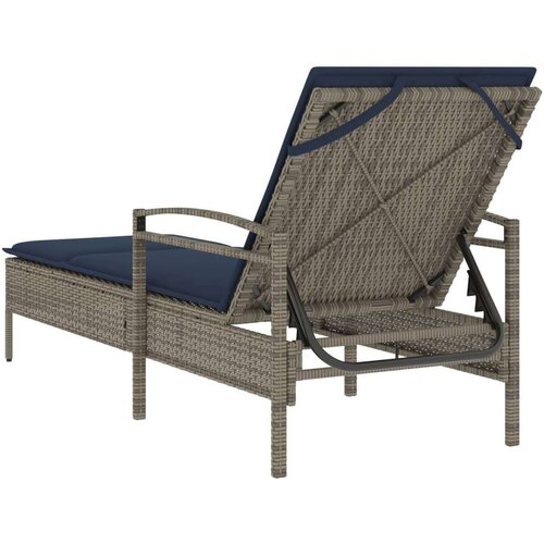 vidaXL Ležalnik z blazino siv 63x200x81 cm poli ratan (samo za ZDA) Cene