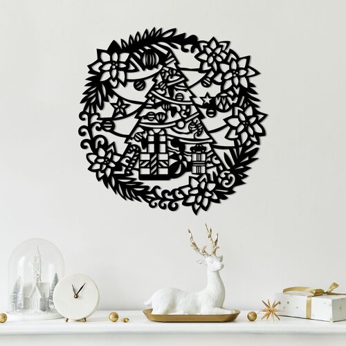 Wallity zidna dekoracija new year 2, 42 x 42 cm, crna Cene