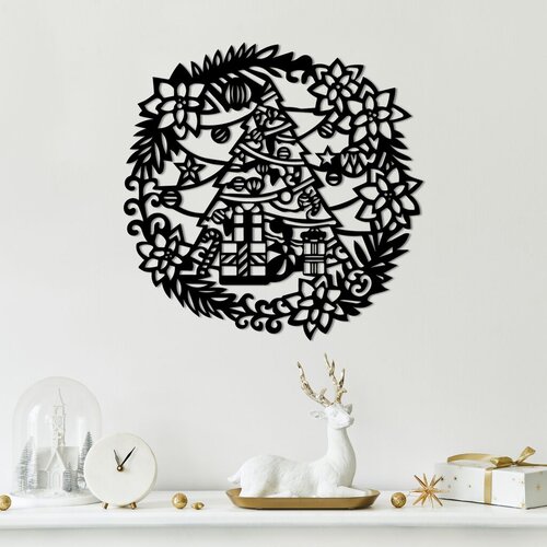 Wallity Zidna dekoracija Nova godina 2, 42 x 42 cm, Crna Cijene