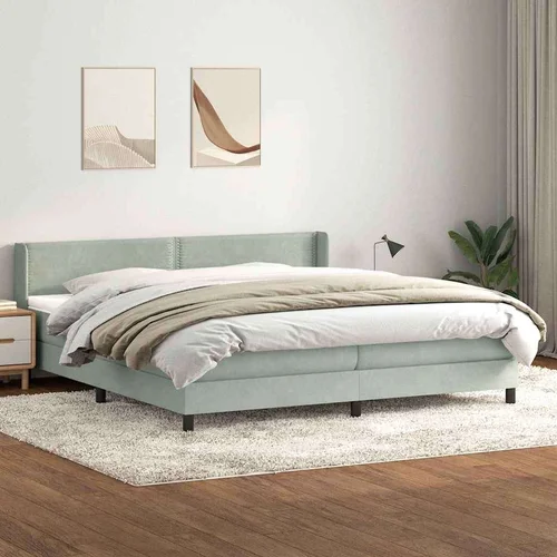 Box Spring krevet s madracem svijetlo sivi 200x210 cm baršun