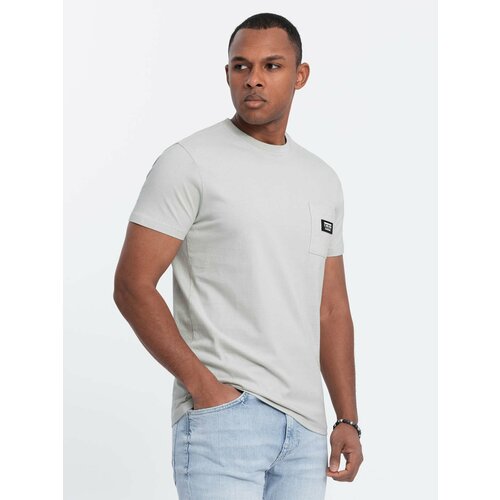 Ombre Casual men's t-shirt with patch pocket - pale green Slike