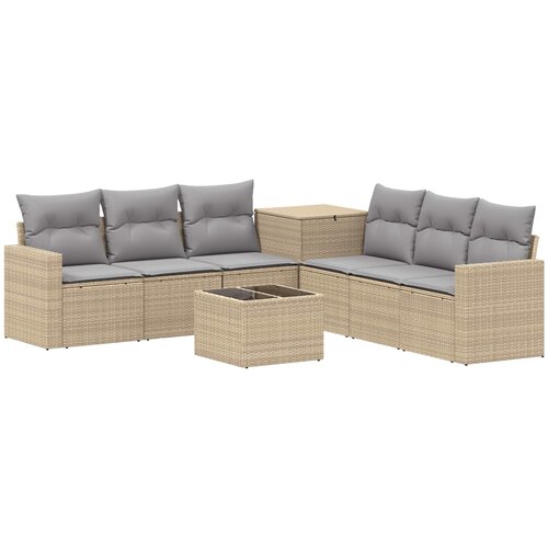  Set sofe 8 kom. Bež i svijetlo siva Poli Rattan i čelik Slike