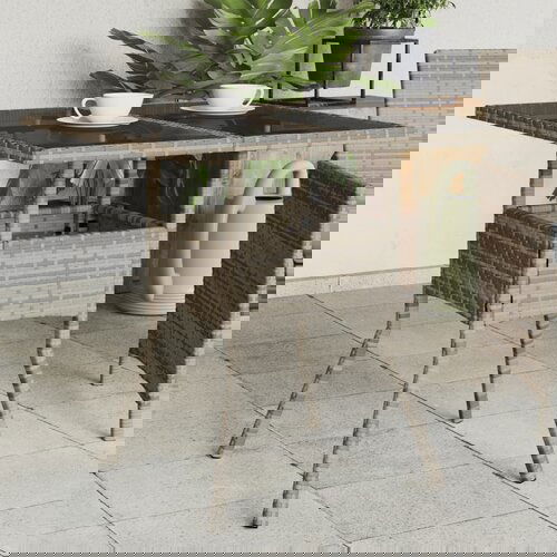  The Living Store Vrtna miza s stekleno plo&amp;scaron;čo siva 80x80x75 cm poli ratan - Vrtna Miza, (21471404) Slike