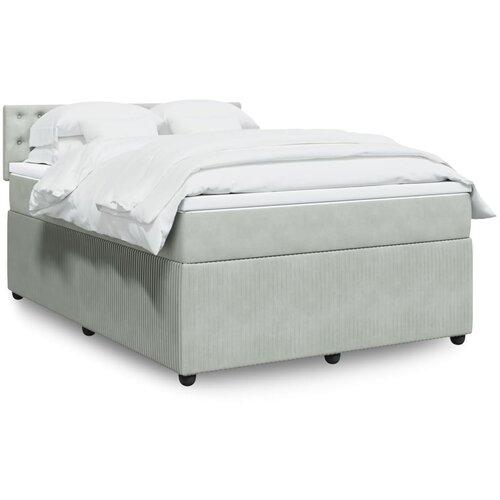 vidaXL Box spring postelja z vzmetnico svetlo siva 160x200 cm žamet Cene