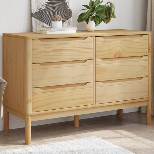  The Living Store Predalnik FLORO 77x35x73 cm voščeno rjava trdna borovina - Omarica S Predali, (21500316) Cene
