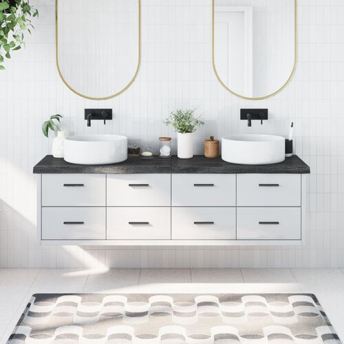  Kopalniški pult temno siv 180x60x6 cm obdelan trden les Cene