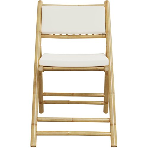  3-dijelni sklopivi bistro set s krem bijelim jastucima bambus Slike
