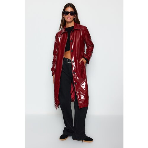 Trendyol Burgundy Shiny Belted Trench Coat Cijene