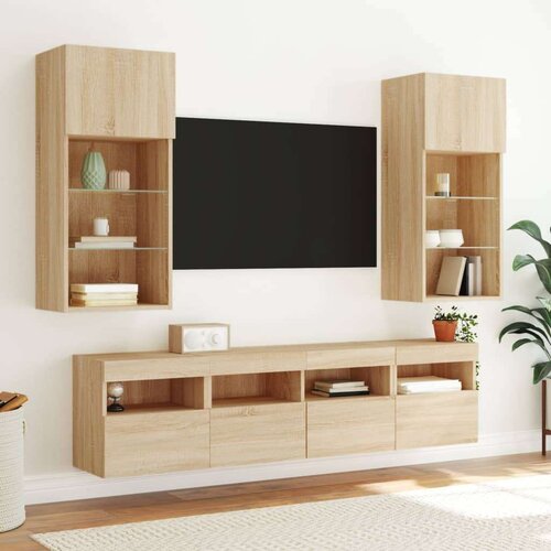  Zidni TV ormarići LED 2 kom boja hrasta sonome 40x30x40 cm Slike