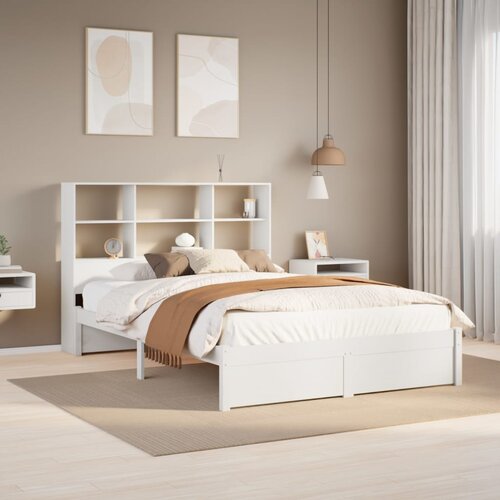 vidaXL Krevet s regalom z knjige bez madraca bijeli 120x190cm borovina Cijene