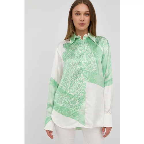 Victoria Beckham Košulja za žene, boja: zelena, relaxed, s klasičnim ovratnikom