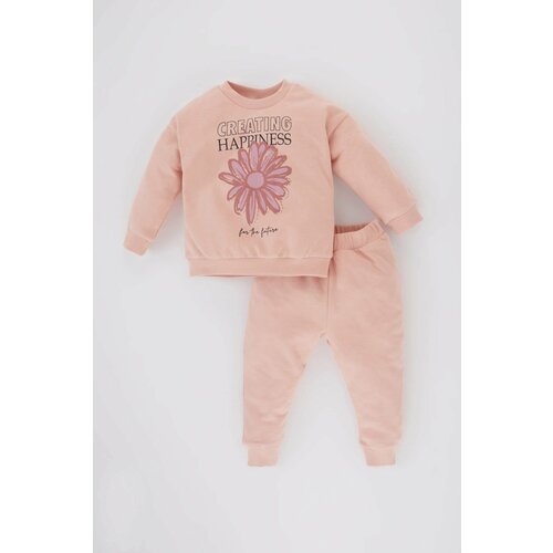 Defacto Baby Girl Floral Sweatshirt Sweatpants 2 Piece Set Slike