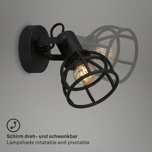 BRILONER 2669-015 - zidna reflektorska lampa retro 1xE14/25W/230V crna Slike