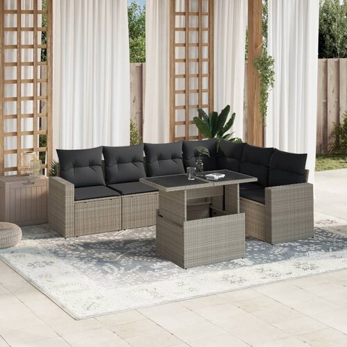 vidaXL 7-dijelni set vrtnih sofa svjetlosivi od poliratana Cijene