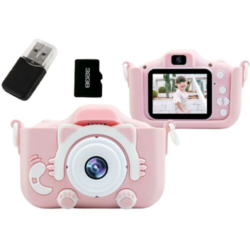  Dječja HD kamera + 32GB kartica + torbica + selfie kamera + ugrađene igre, plava ili ružičasta Cene