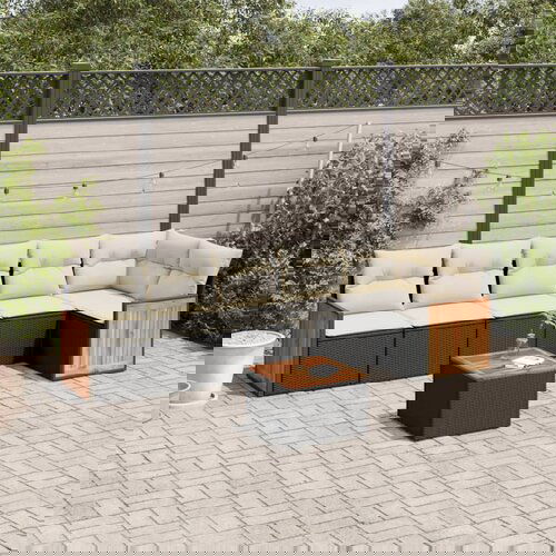 vidaXL 7-dijelni set vrtnih sofa od poliratana s jastucima crni Cijene