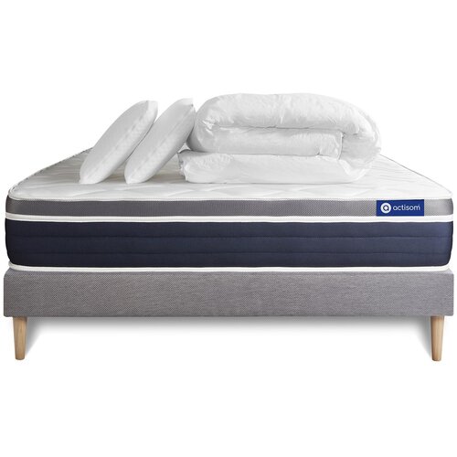 ACTISOM Kompletni paket za posteljo - Vzmetnica 160x200 cm + Vzmetnica z letvami (v kompletu) + 2 vzglavnika + Prevleka - Actimemo Confort, (21613624) Slike