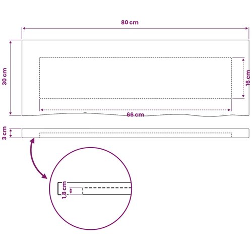  Pravokutni stolni vrh 80 x 30 x 3 cm Pravokutni - Prirodna 90 x 55 x 3 5 cm Živi rub 1 strana Slike