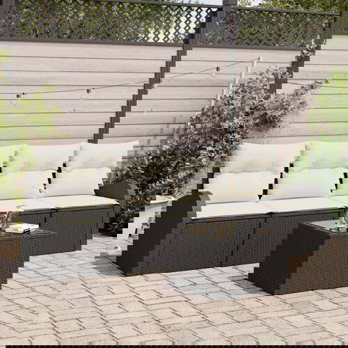  Set od 5 dijelova vrtnih kauča s jastučićima crna poli ratan Cene