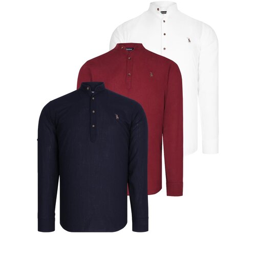 Dewberry TRIPLE SET G783 JUDGE COLLAR SHIRT-NAVY BLUE-WHITE-BURGUNDY Cijene