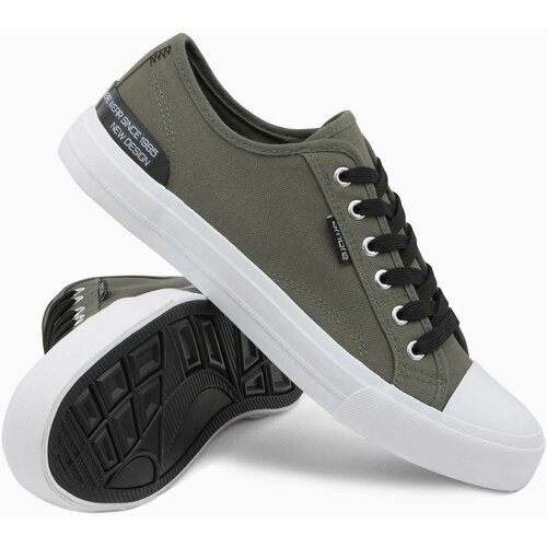 Ombre Men's short sneakers with contrasting inserts - khaki Slike