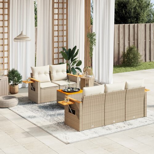 vidaXL 6-dijelni set vrtnih sofa s jastucima bež od poliratana Cijene