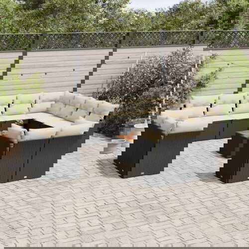 vidaXL 13-dijelni set vrtnih sofa s jastucima poliratan crni Cijene