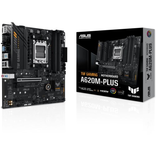 Asus MB TUF A620M-PLUSAMD A620, AM5, micro ATXPCIe 4.0, 2x DP, HDMI, 4xDDR5, 2x M.2 Slike