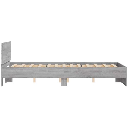  Okvir kreveta s uzglavljem LED siva boja hrasta 120x200 cm Slike