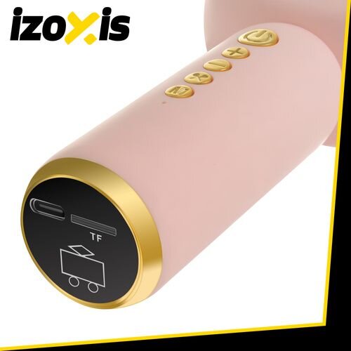 Izoxis Karaoke mikrofon Bluetooth za otroke &amp;ndash; brezžični mikrofon z zvočnikom, RGB LED, USB-C, roza Slike