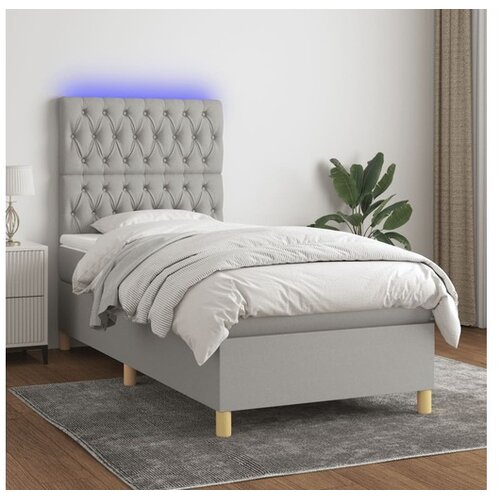  Box spring s madracem LED svjetlosivi 80x200 cm tkanina Cene