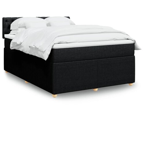 VidaXL Krevet s oprugama i madracem crni 140x200 cm od tkanine Slike