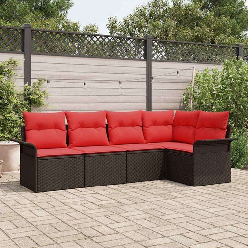  Vrtna sedežna garnitura z blazino 5 pcs Rjava Poly ratan, (5000022119) Cene
