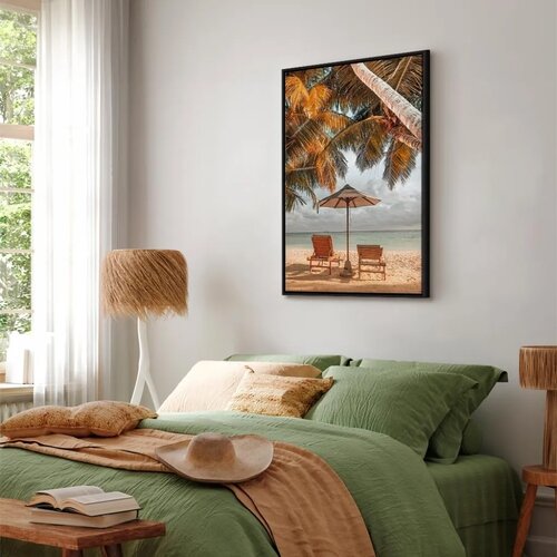  Slika - Palm Umbrella (1 Part) Vertical 60x90 U crnom drvenom okviru Cijene