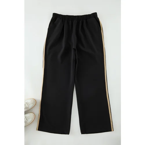 Trendyol Curve Black Elastic Elastic Waist Woven Plus Size Trousers