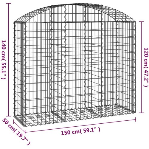  Gabionska ko&amp;scaron;ara s lukom 150x50x120/140 cm pocinčano željezo Slike