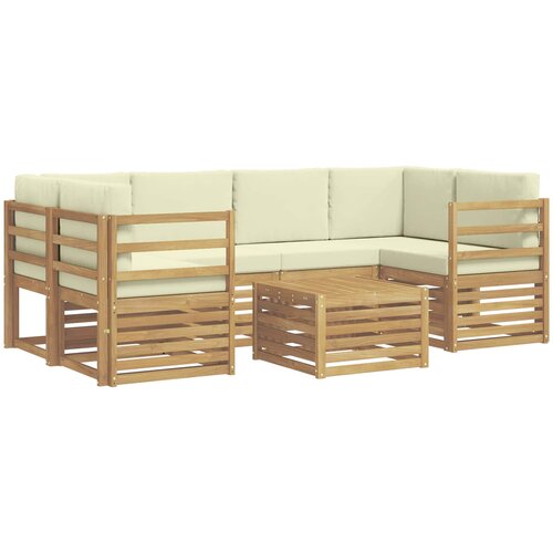 vidaXL Zunanja garnitura za sedenje 7 pcs Bela in krem Poliester, (5000280014) Cene