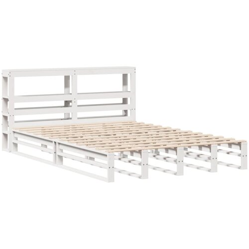 vidaXL Posteljni okvir z vzglavjem bel 150x200 cm trdna borovina, (21322270) Cene