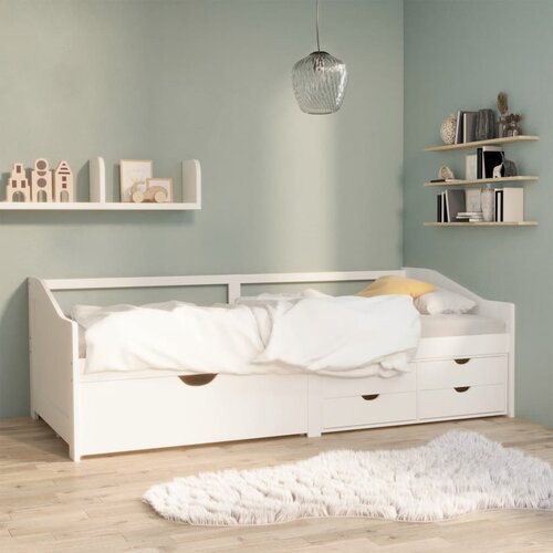 vidaXL Trosed z ležiščem in predali bela trdna borovina 90x200 cm Cene