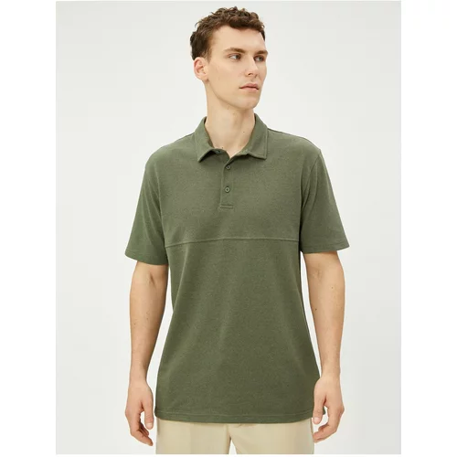 Koton Polo Neck T-shirt with Buttons Stitching Detail, Short Sleeves.