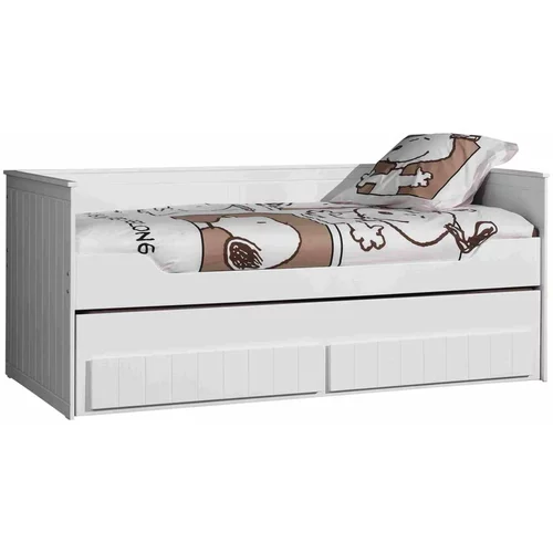 Vipack Bijeli dječji krevet od masivnog bora s dodatnim ležajem s prostorom za odlaganje 90x200 cm Robin –