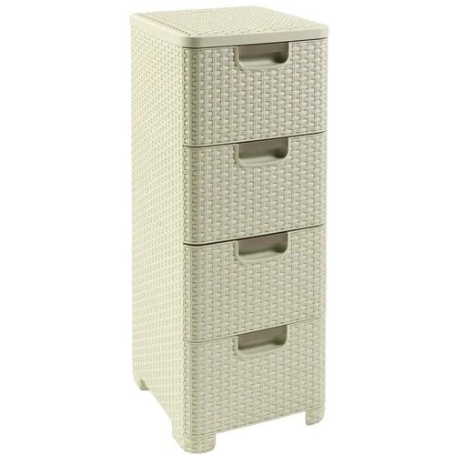 Curver Krem plastični visok kupaonski ormarić 33x79 cm Rattan &amp;ndash; Slike