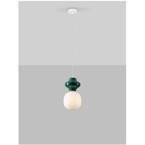 Nova Luce Bela/modrozelena keramična viseča svetilka s steklenim senčilom &amp;oslash; 18 cm Clio &amp;ndash; Slike