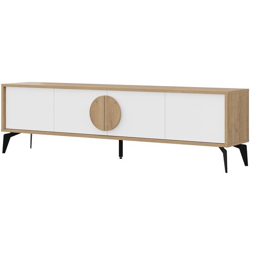 Marckeric Bijela/u prirodnoj boji TV komoda u dekoru hrasta 180x51 cm Vae – Cijene