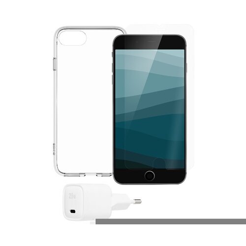 QDOS Za?etni paket etui za iPhone SE/8/7/6 Za&amp;scaron;?ita zaslona Omrežni polnilec, Prozorno, (21153696) Slike
