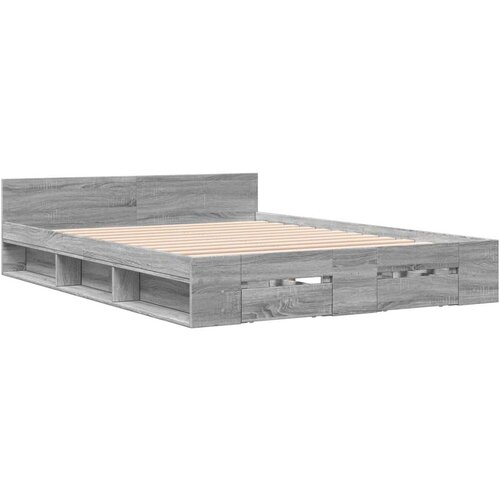 VidaXL Okvir za krevet s ladicama boja hrasta 120x200 cm drveni Slike