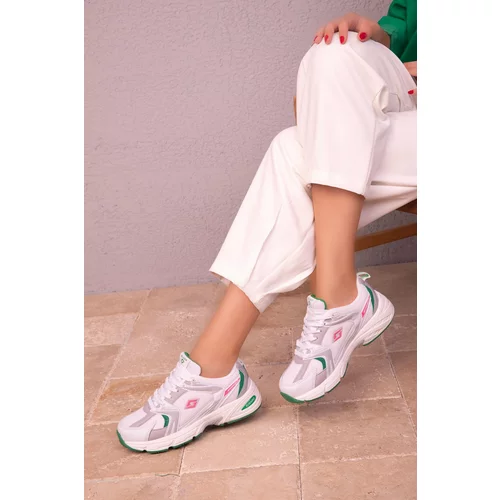 Soho White-Green Women's Sneakers 18285