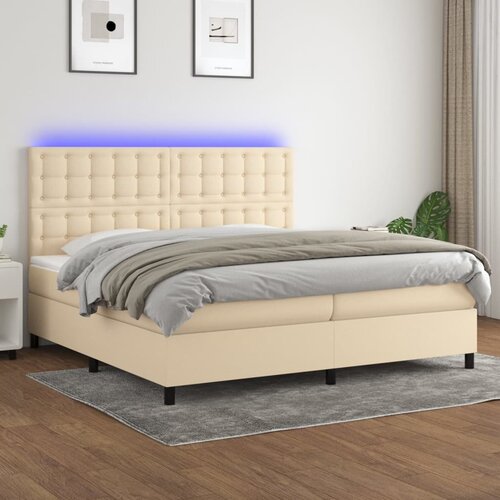 vidaXL Krevet box spring s madracem LED krem 200x200 cm od tkanine Cijene