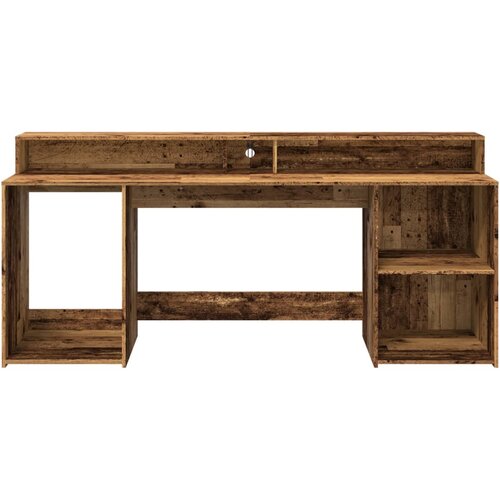 Radni stol s LED svjetlima boja starog drva 200x55x91 cm drveni Slike